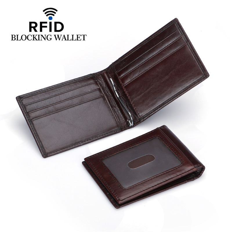 Money Clip Magnetic - Cartera de cuero genuino con bloqueo