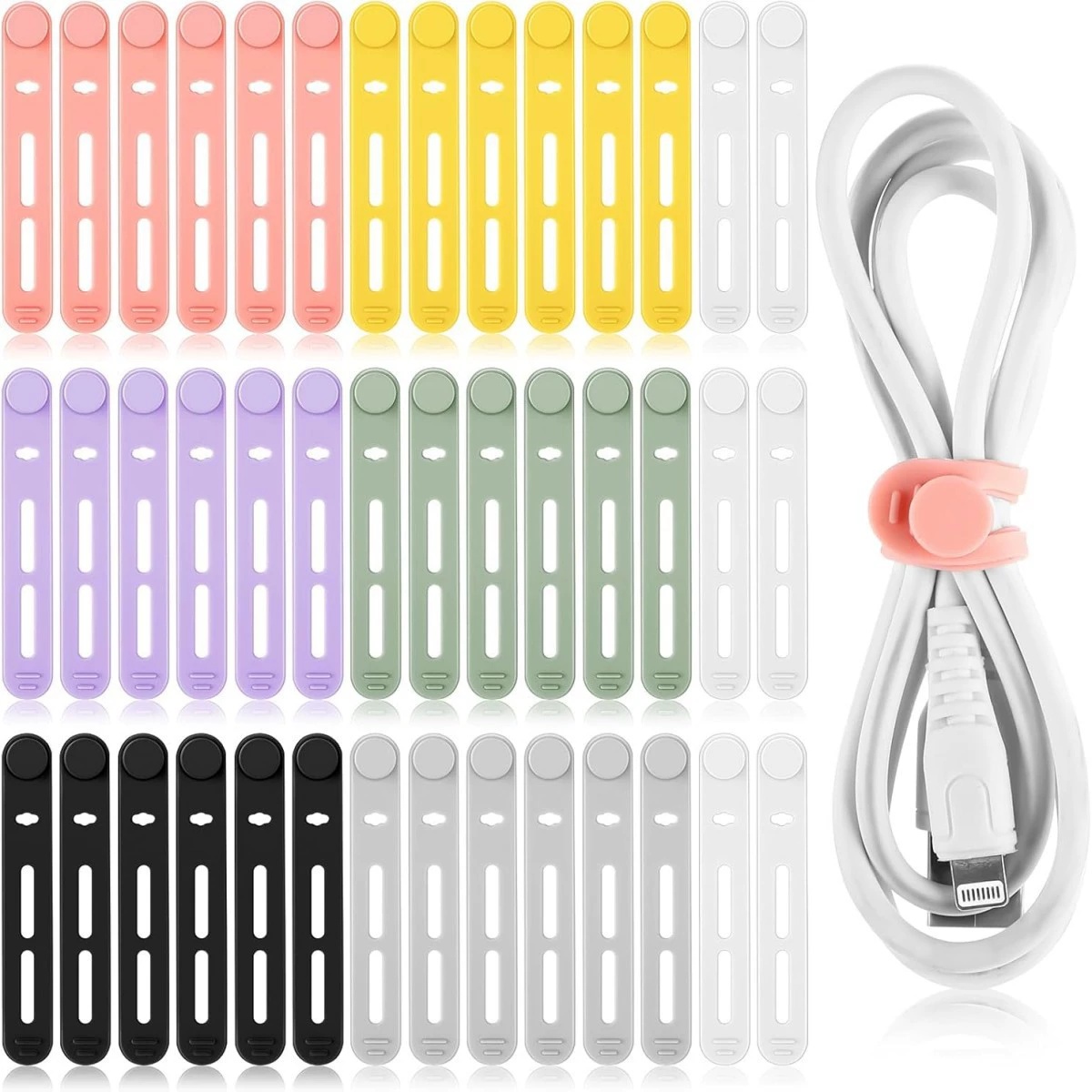 Gear Tie Reusable - Bridas de silicona reutilizables, organizador multiusos